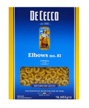 Load image into Gallery viewer, De Cecco - Elbows Pasta from Italy  no. 81 - 1 lb / 20 Packages per case
