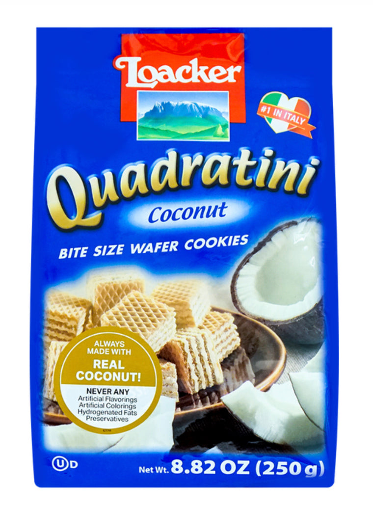 Loacker Quadratini, Coconut, 8.8 oz/ 250g (3-Pack Special)