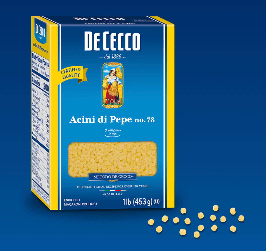 De Cecco Acini di Pepe, #78, 1 LB / 20 Packs Per Case