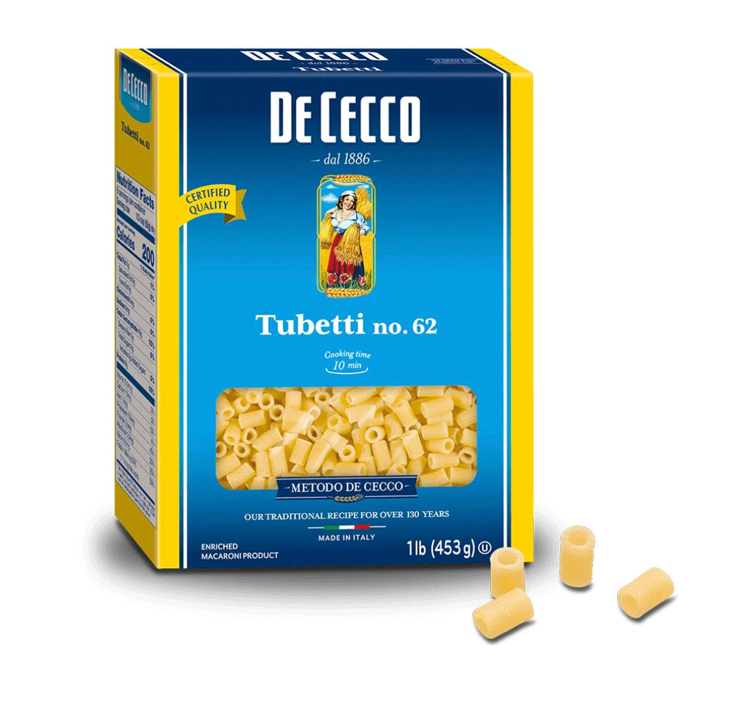 De Cecco Tubetti Pasta #62, 1 lb / 20 packs per case