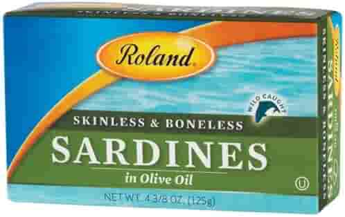 Roland Skinless and Boneless Sardines in Olive Oil, 4.38 Ounce - (10 per case).