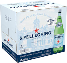 Load image into Gallery viewer, S.Pellegrino Sparkling Natural Mineral Water, 33.8 Fl Oz. (12 Pack Glass)
