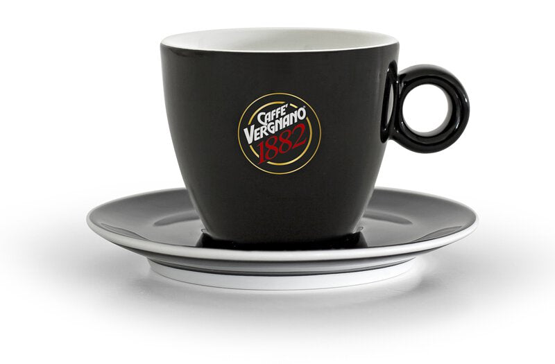 Caffè Vergnano Tazza Black Cappuccino Cup and Saucer Set of 2