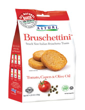 Load image into Gallery viewer, Bruschettini Toasts with Tomato, Capers &amp; Olive Oil by Asturi - 4.2 oz (6-Pack)
